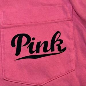 PINK Victoria Secret Logo Pocket Tee Long Sleeve